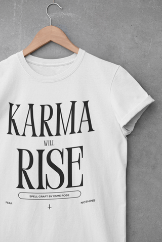 Karma Will Rise - White Premium Tee By Esme Rose - Spellcraft