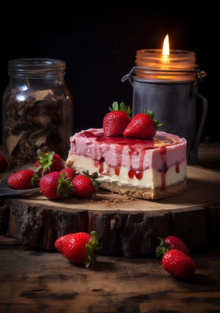 Berry Bliss Charm: Strawberry Cheesecake with Layered Strawberry Mousse for Love and Delight - Spellcraft