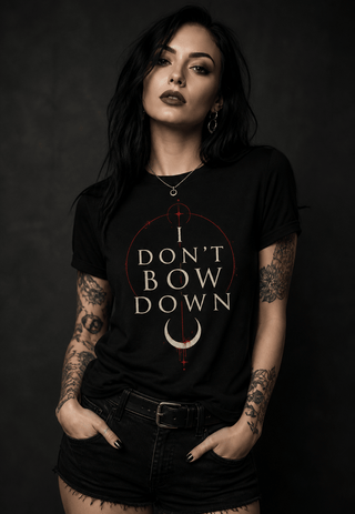 Don't Bow Down Oversized Tee — Gothic Moon Graphic Boxy T-Shirt - Spellcraft